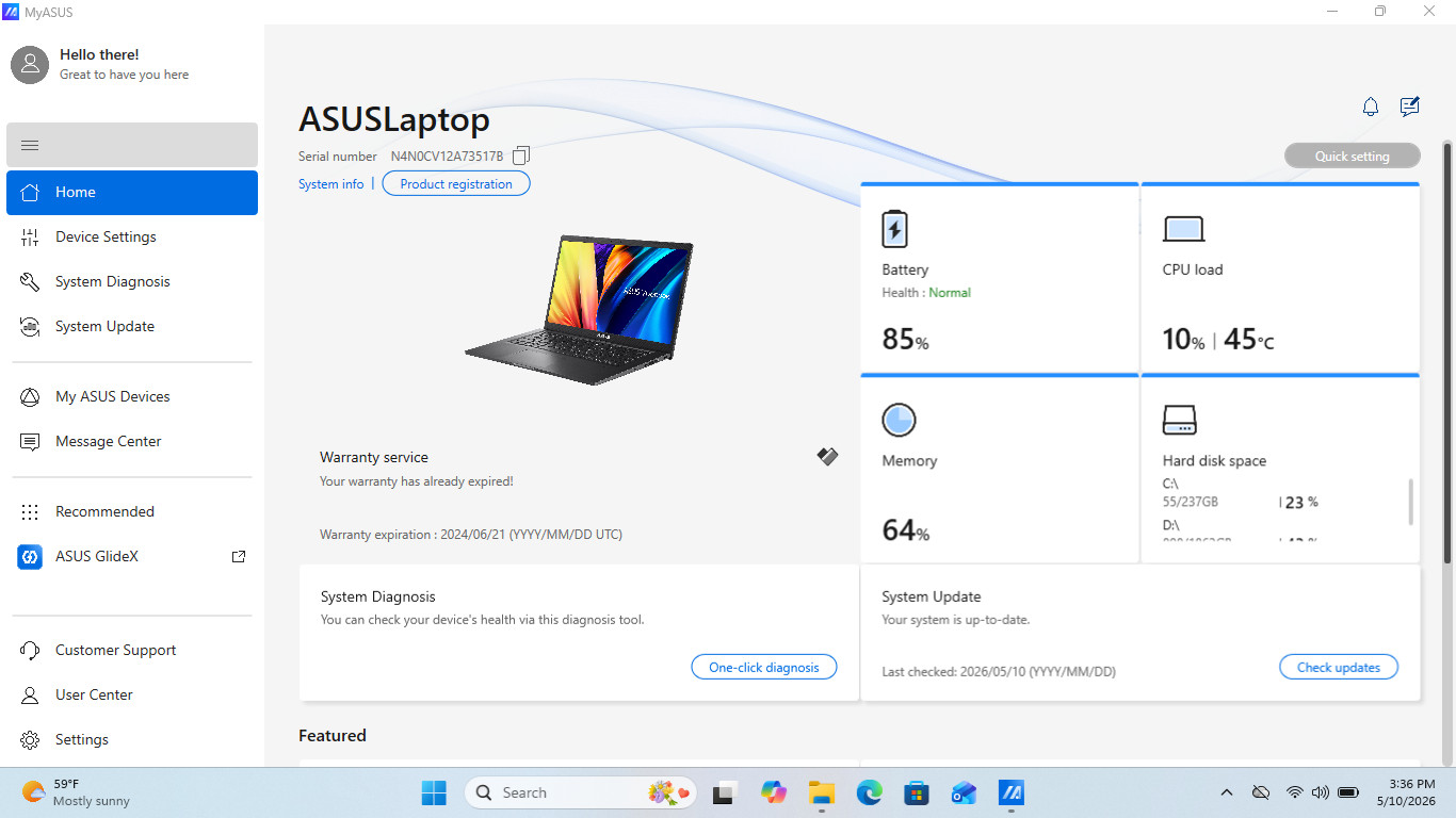 Asus Vivobook 14″ HD Laptop Intel Core i3-1115G4 8GB 256GB SSD W11H