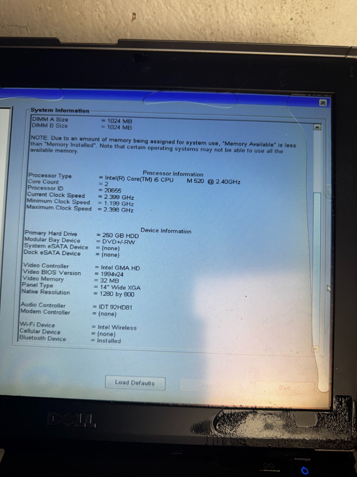 Dell Latitude E6410 ATG Core I5 M520 2GB RAM Laptop For Parts/Repair #6172