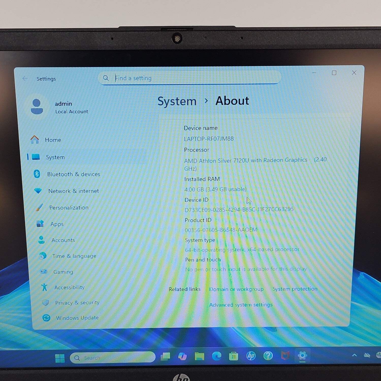 HP Laptop 14-EM0002WM 13.9″ Athlon Silver 7120U 2.4GHz 4GB RAM 128GB SSD