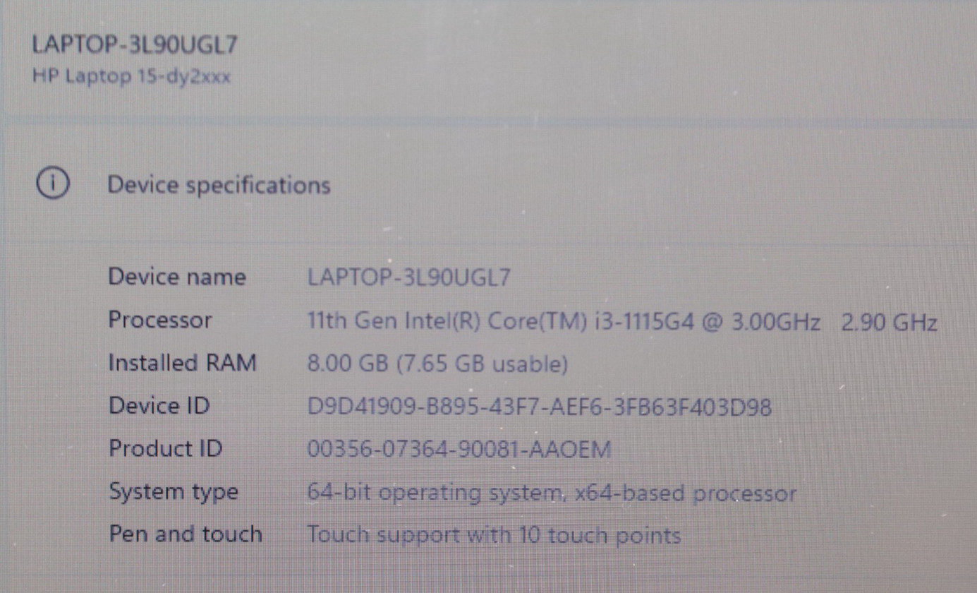 HP Laptop 15-DY2702DX 15.6″, 256gb ssd, 8gb ram