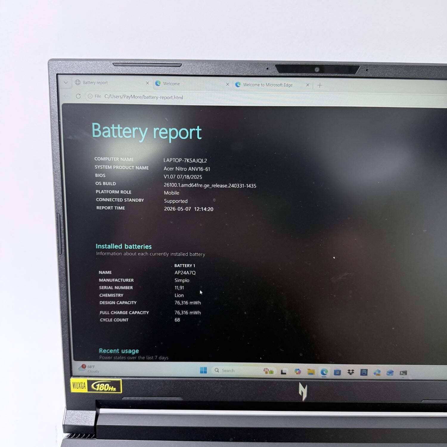 Acer Nitro V16 Ryzen AI 7 350 2.0GHz 32GB RAM 1TB SSD GeForce RTX 5060