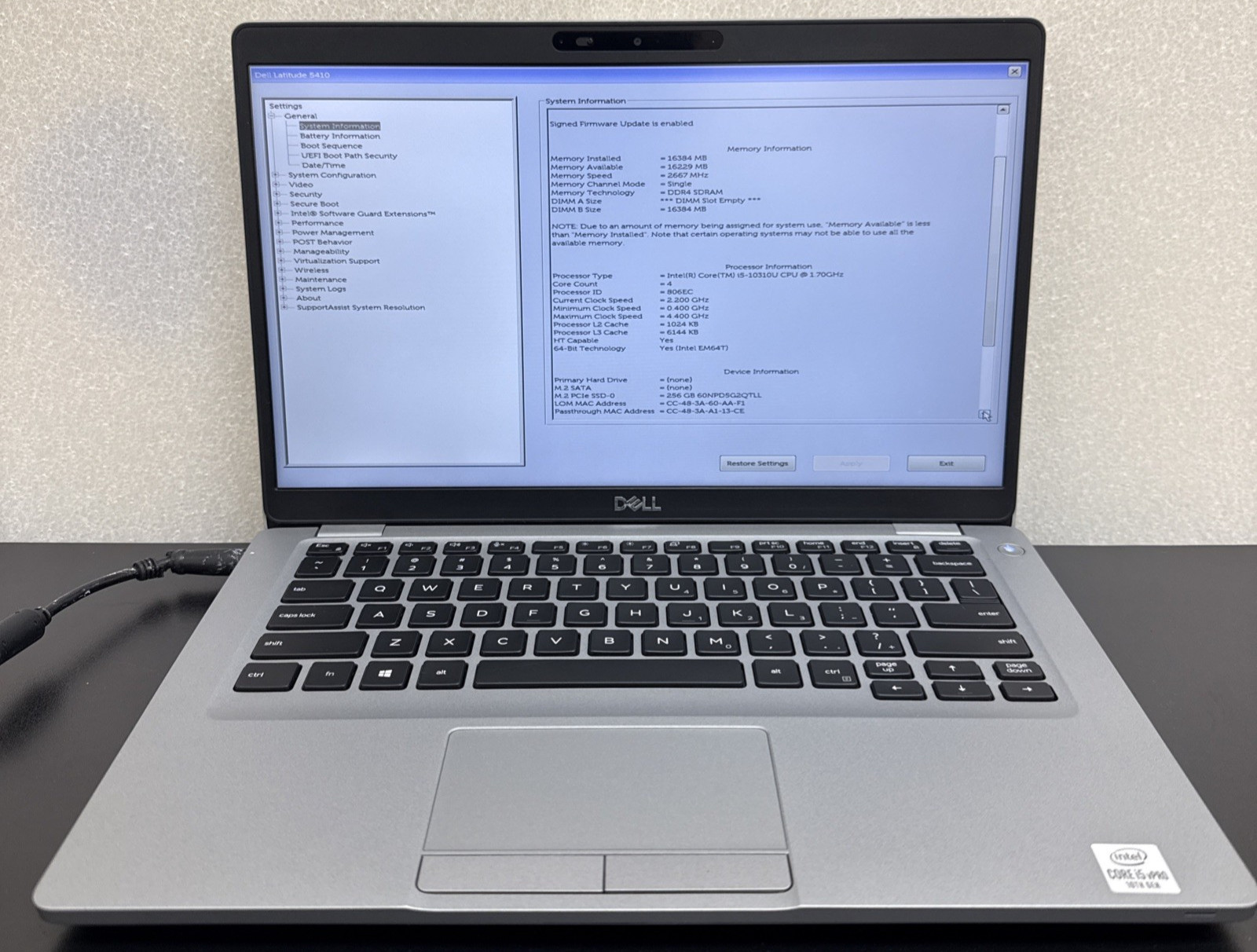 Dell Latitude 5410 | i5-10th Gen | READ: No RAM/SSD/Battery | Keyboard Defective
