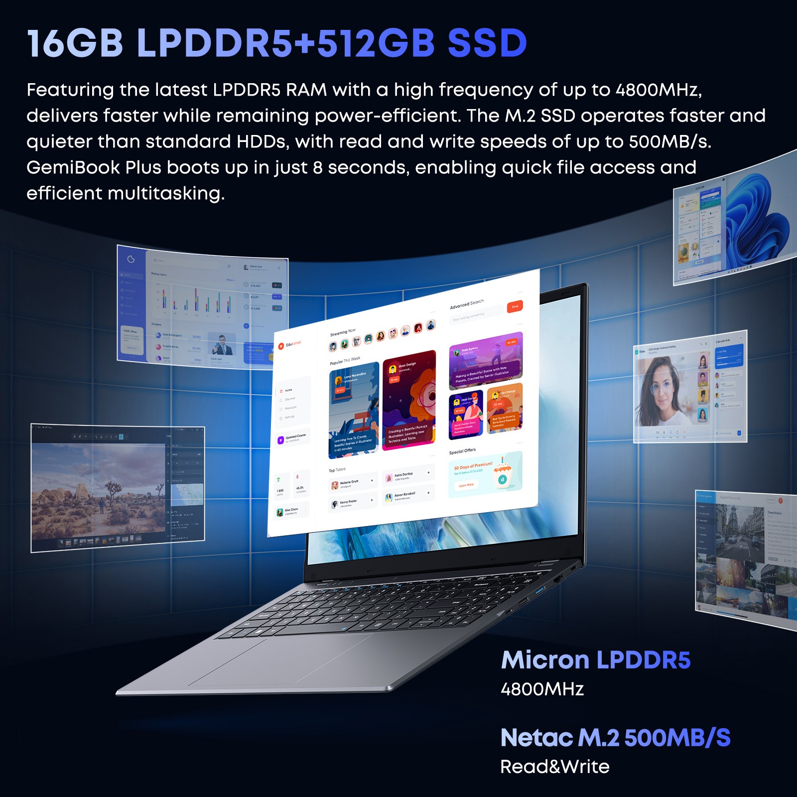 CHUWI Gemibook Plus 15.6” Laptop Intel N100 16GB DDR5 RAM 512GB SSD Windows 11
