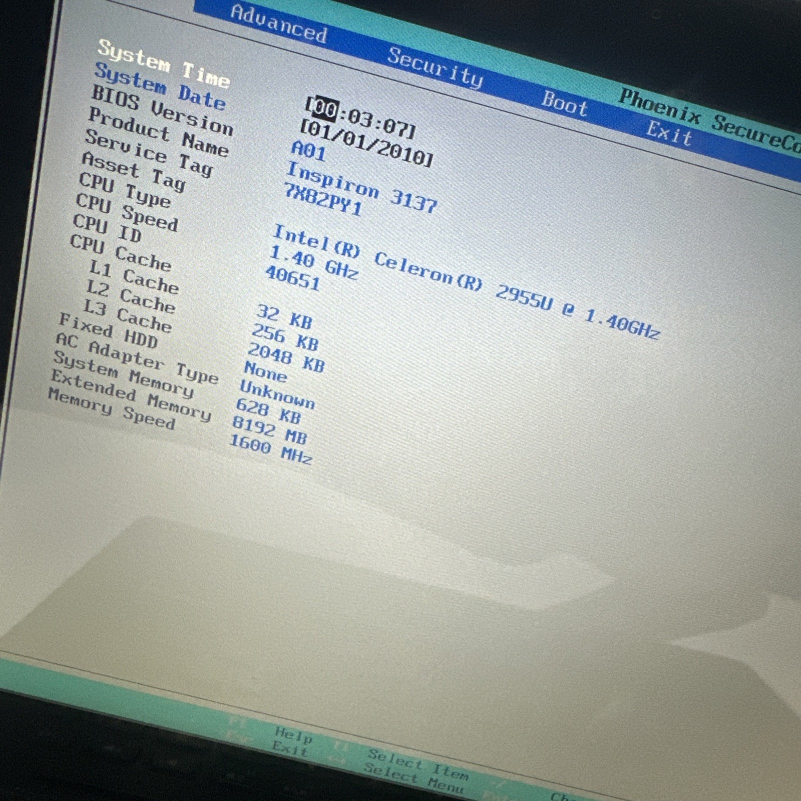 Dell Inspiron 3137 13″ Laptop Intel Celeron 2955u 8gb Ram No Drives Boots Bios