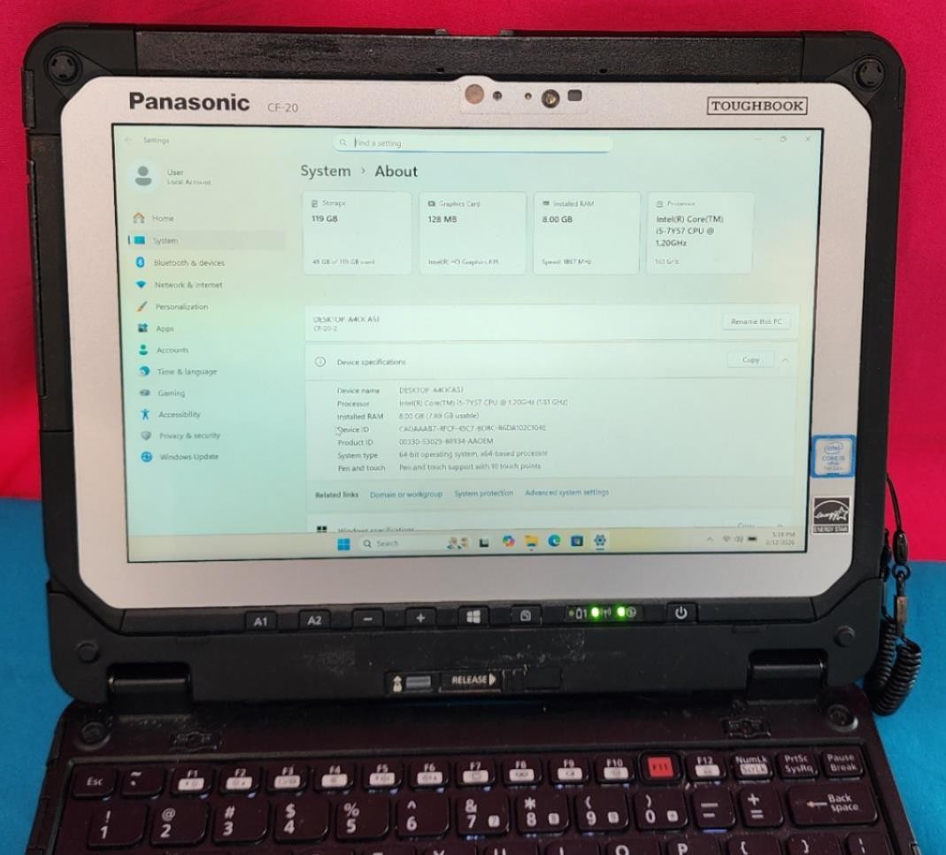 i5 Panasonic Toughbook 2-IN-1 CF-20 MK2 Touch 8GB 10.1″ GPS 128GB SSD LTE W11Pro