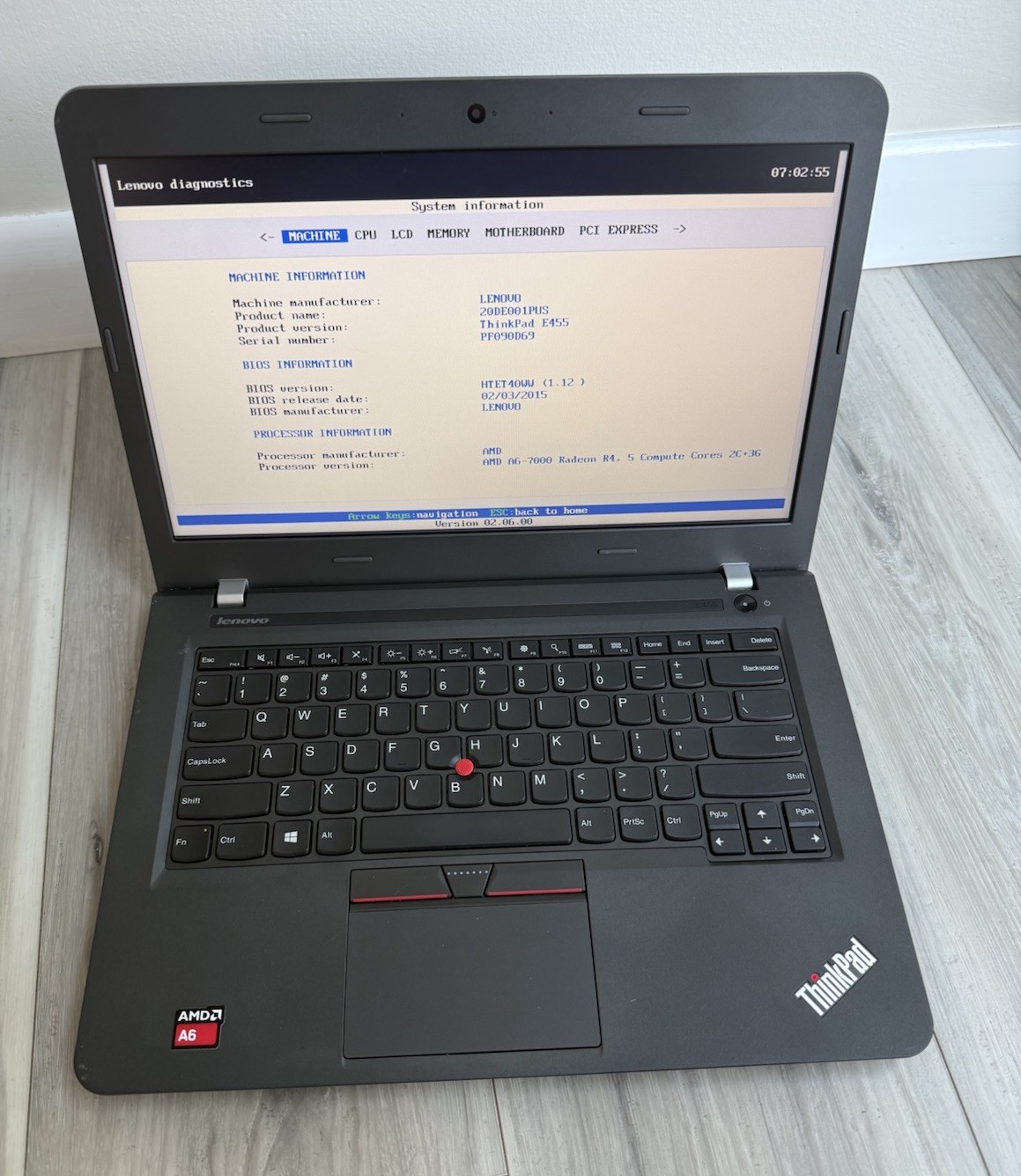Lenovo ThinkPad E455 AMD A6-7000 4gb RAM NO HDD NO OS