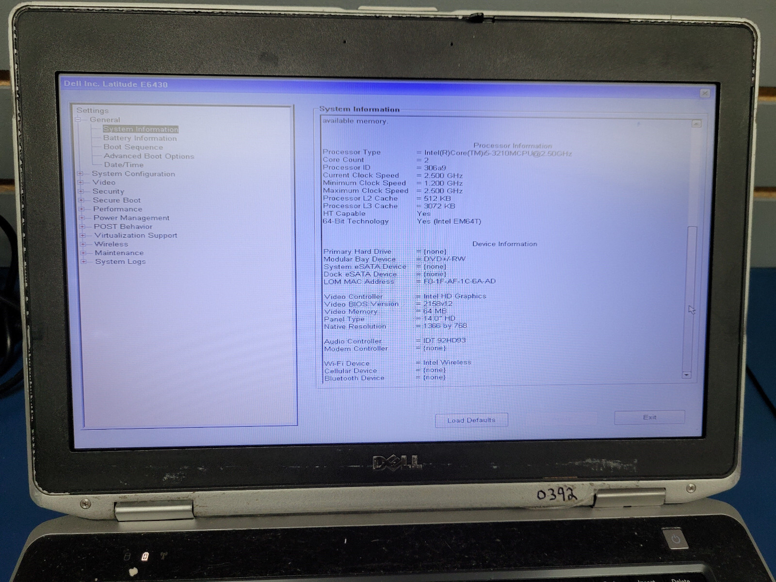 DELL Latitude E6430 Laptop w/ Intel Core i5-3210M 2.50 GHz 8 GB NO HDD/CADDY