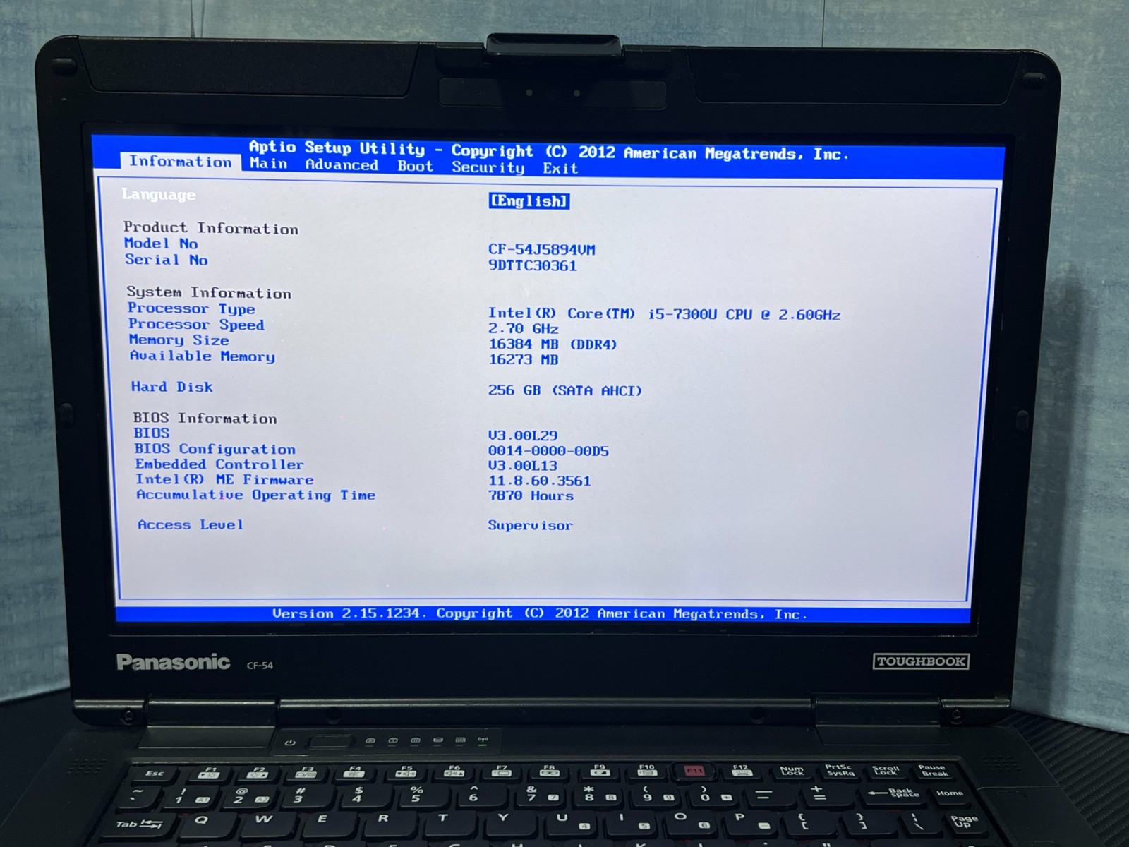 CF-54J5894VM, i5-7300U @2.60GHz, 16GB, 256GB SSD M.2, TOUCHSCREEN, 4G LTE, HDMI
