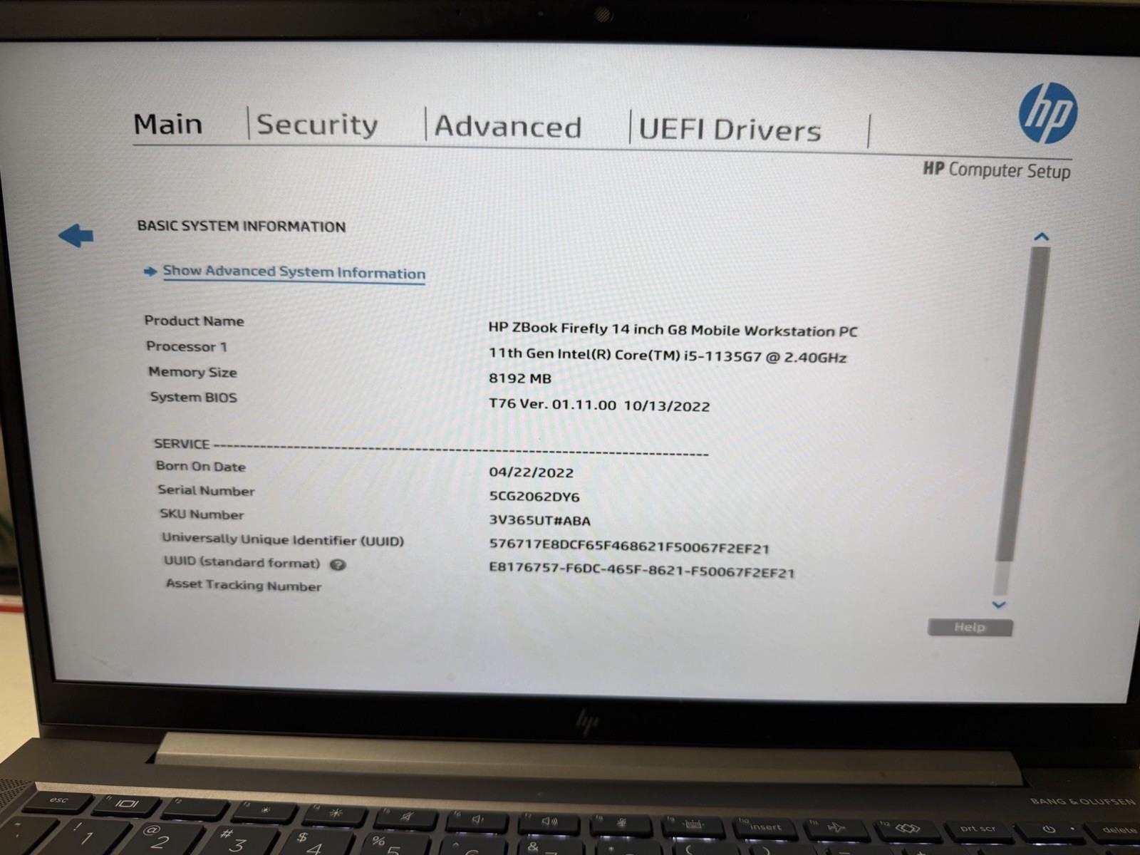 HP ZBook Firefly 14 G8 14″ i5-1135G7 2.40GHz,8 GB RAM ,256 GB SSD)laptop