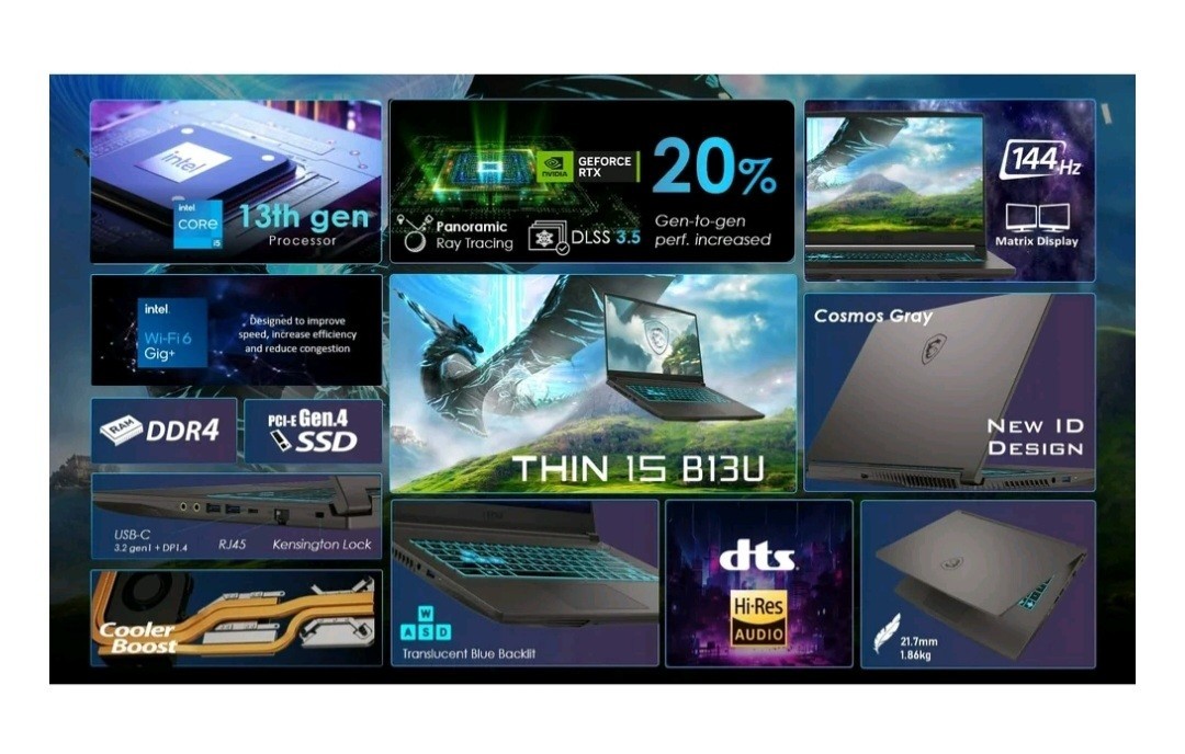 MSI Thin 15 B13UC-1000US 15.6″ Gaming Laptop i5-13420H 3050 16GB 512GB Win11