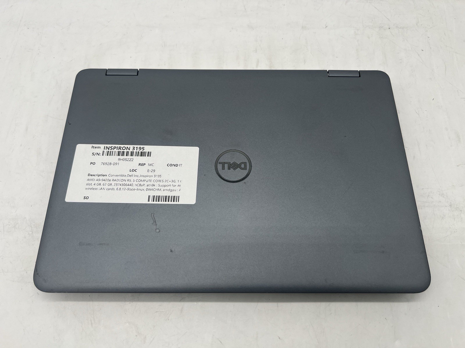 Dell Inspiron 3195, 63GB EMMC, AMD A9-9420e, Radeon R5, 4GB RAM, No OS/Adapter