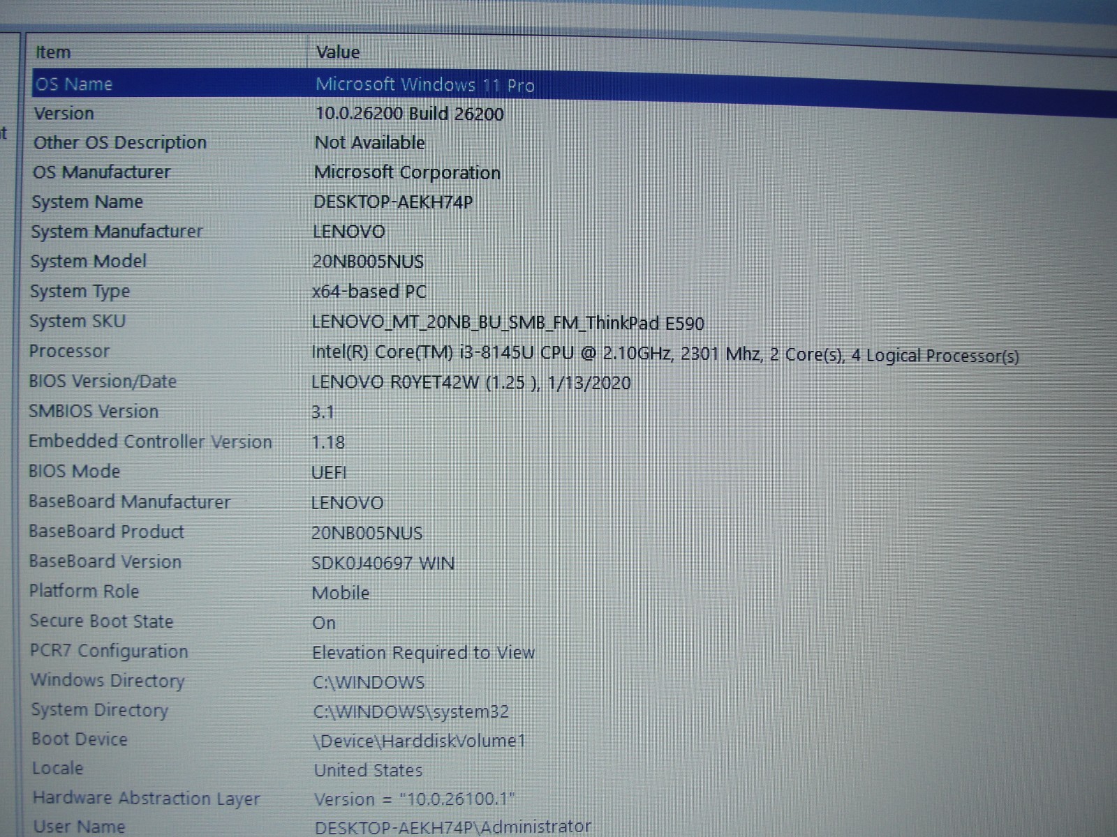 Lenovo ThinkPad E590 15.6″HD Intel Core i3-8145U 2.1GHz 8GB RAM 1TB HDD+P/A