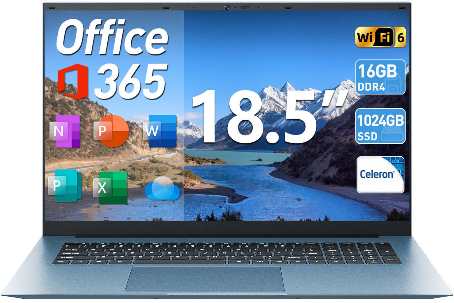 NEW SGIN 18.5″ Laptop Win11 PRO Intel N5095 16GB RAM 1TB SSD WiFi6 RJ45 USB-C