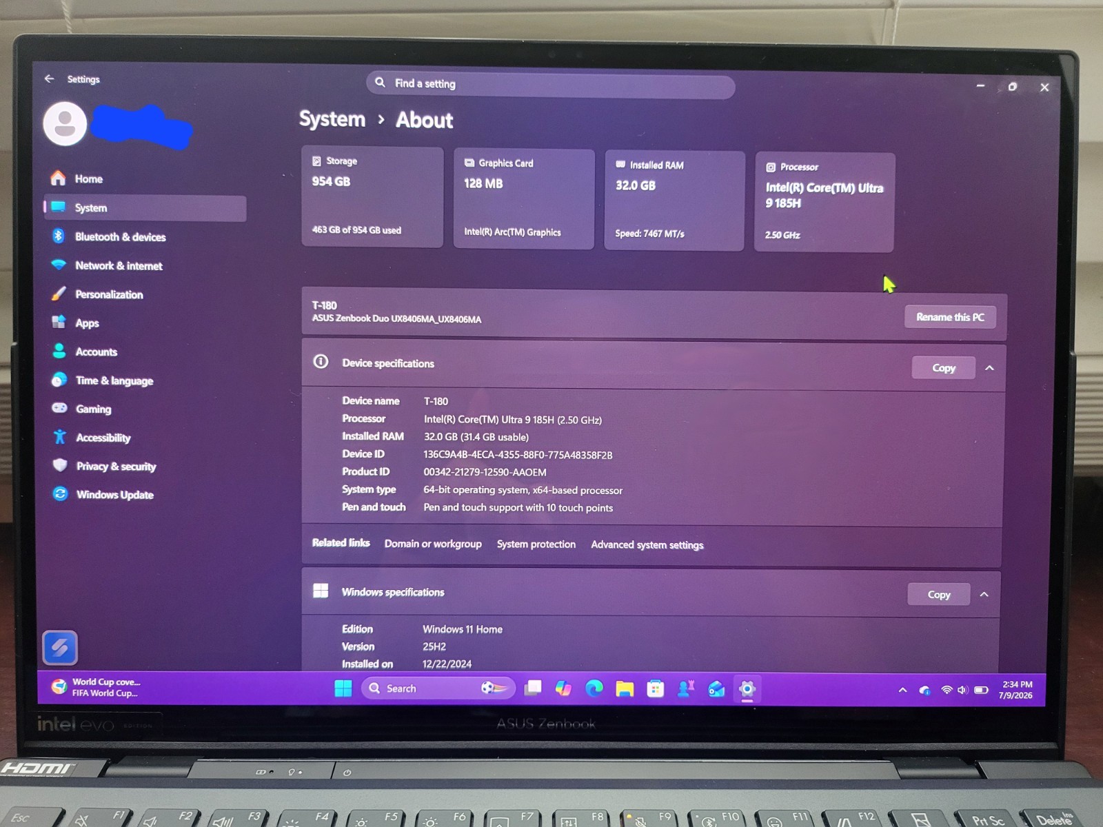 ASUS Zenbook DUO Dual 14 3K OLED Touch Laptop Intel Core Ultra 9 /32GB/ 1TB SSD