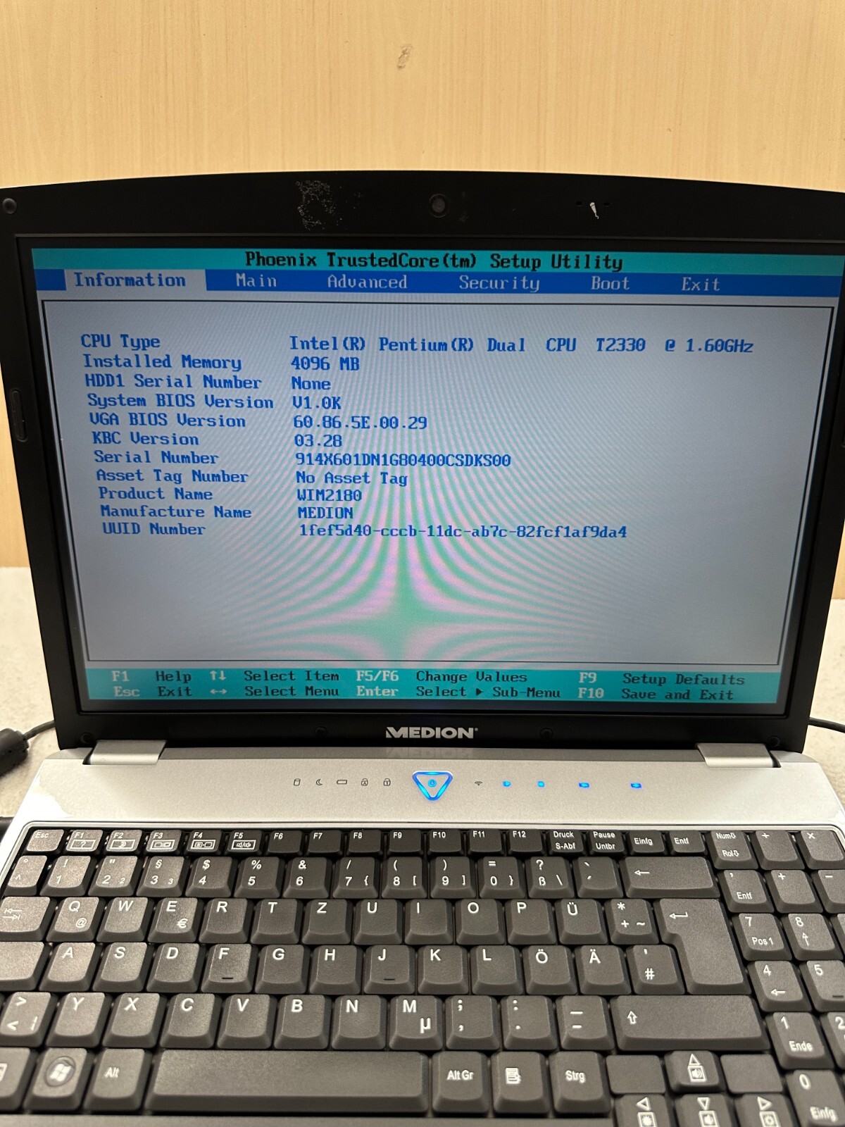 Medion Akoya MD96630 WIM2180 15.4″ Laptop Intel Core Duo T2330 4GB RAM No HDD