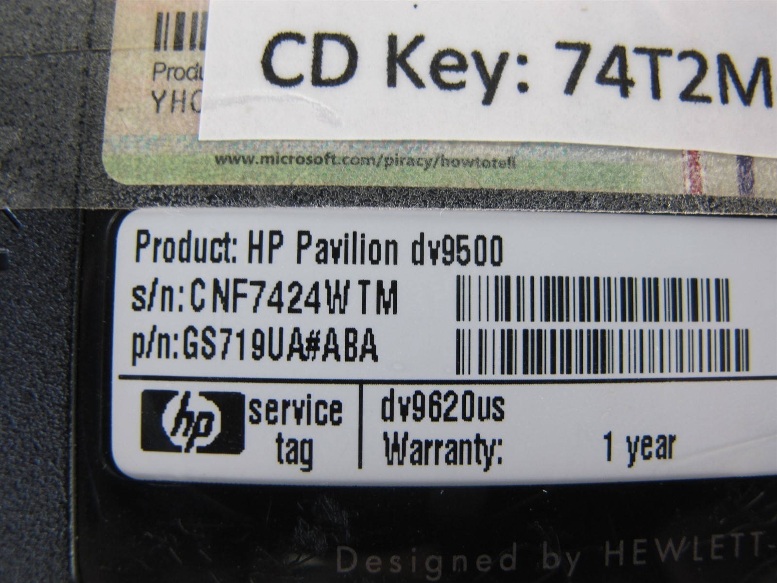 HP Pavilion DV9000 Laptop AMD Turion 64×2 1.9GHz No Ram No HDD Parts Unit