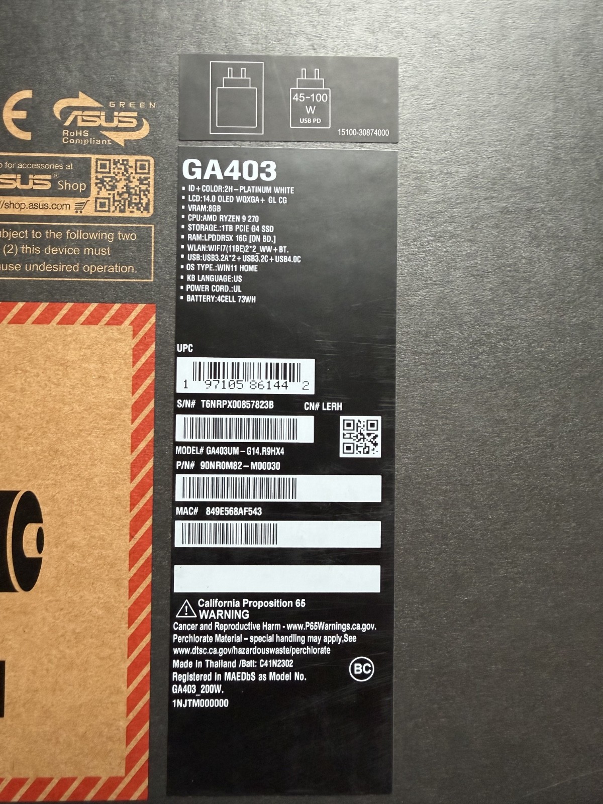 ASUS ROG Zephyrus G14 14″ OLED 3K 120Hz Gaming Laptop AMD Ryzen 9 270 RTX 5060