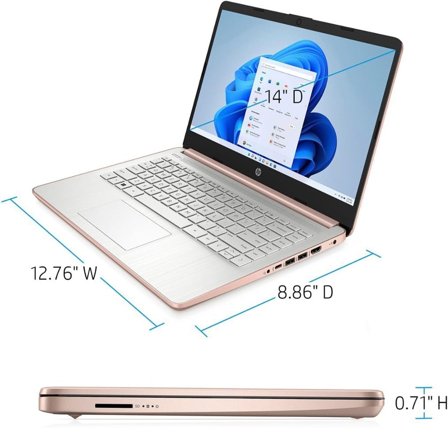 HP 14″ Ultral Light Laptop Intel Quad-Core 4GB RAM 64GB eMMC