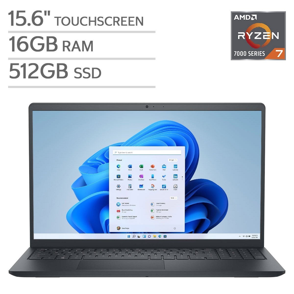 Dell Inspiron 15.6″ Touchscreen Laptop – Ryzen 7 7730U, 16GB RAM, 512GB SSD, W11