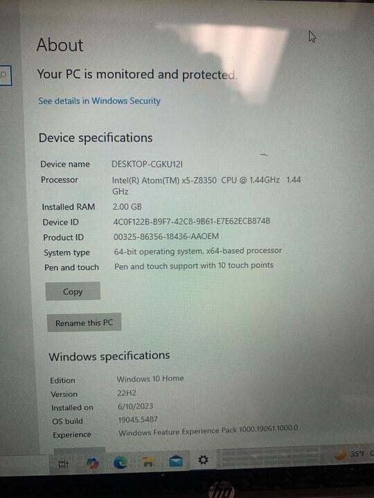 HP Laptop Intel Atom x5-Z8350 2GB Memory 32 GB SSD 10.1″ Touchscreen Win 10 Home