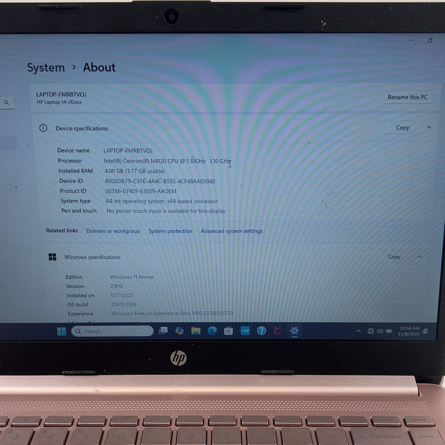 HP Laptop 14-CF2112WM 14″ Celeron N4120 1.1GHz 4GB RAM 64GB SSD
