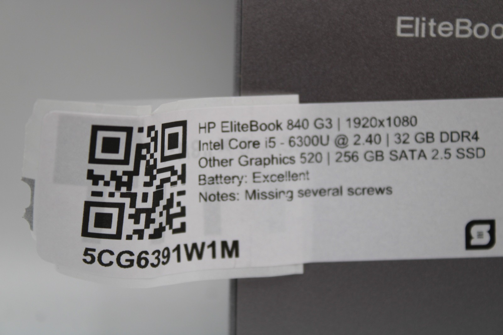 HP EliteBook 840 G3 i5-6300U @ 2.4 GHz 32GB RAM 256GB SSD No OS