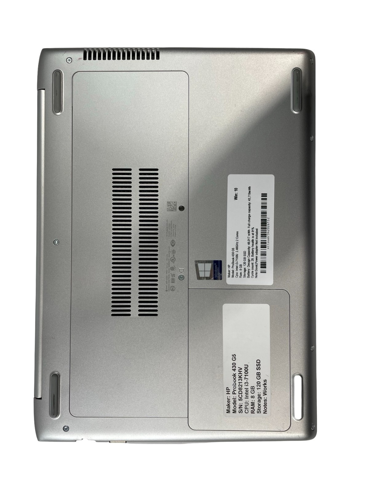 HP ProBook 430 G5 Intel Core i3-7100U 2.40 GHz 2 Cores 8 GB 120GB SSD WIN 10