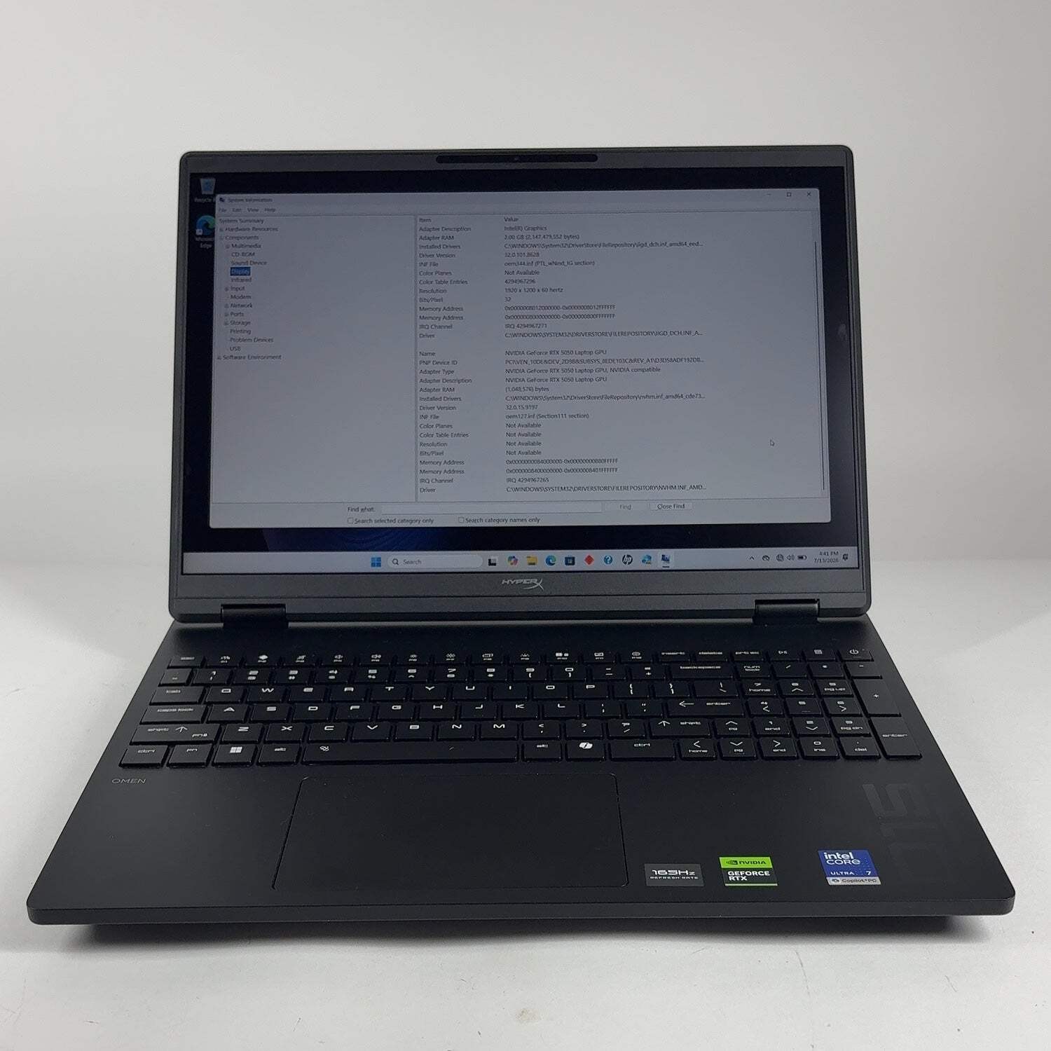HP Omen 15-GA0099NR 16″ Core Ultra 5 225H 1.9GHz 16GB RAM 1TB SSD