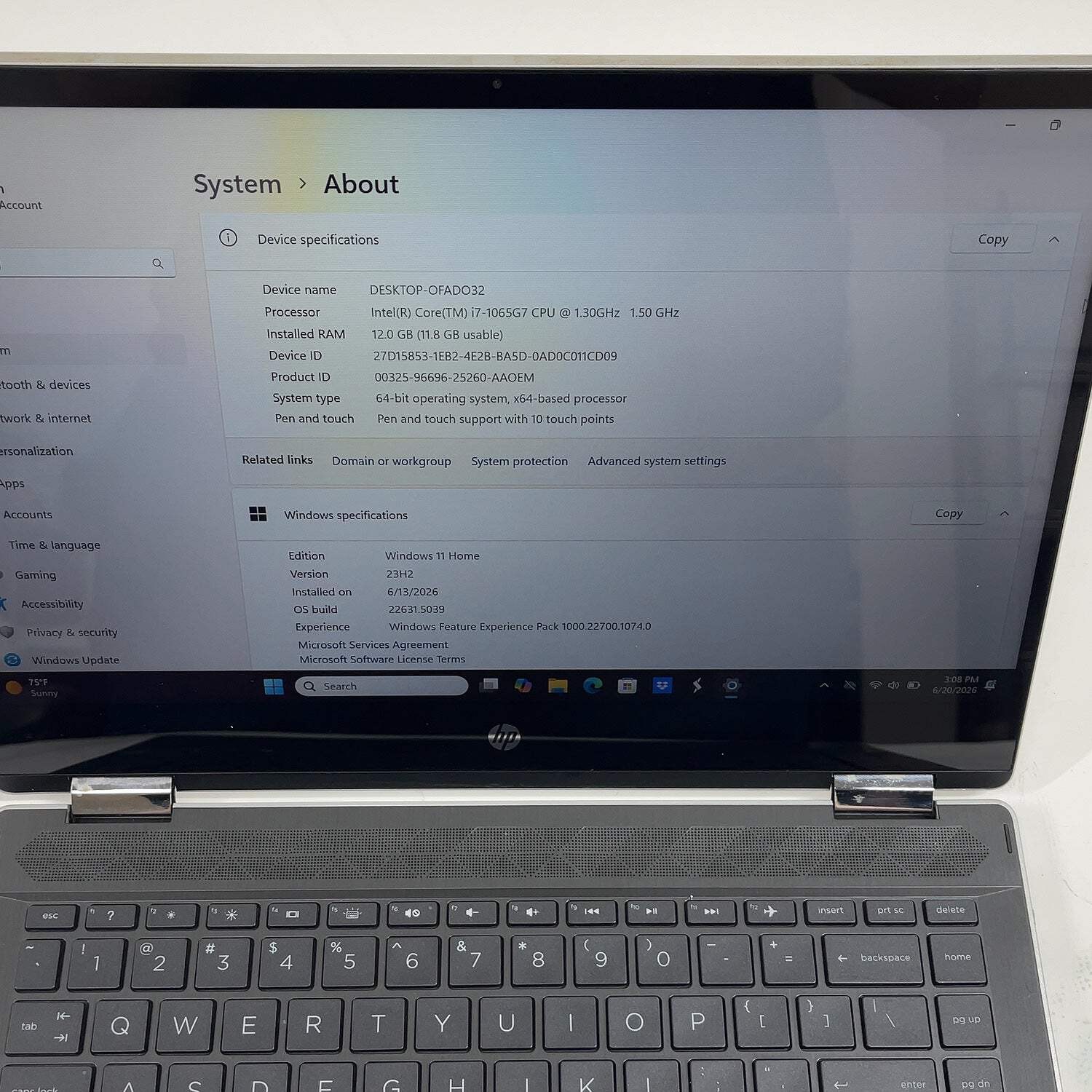 HP Pavilion x360 Convertible 14-DH2075CL 14″ i7-1065G7 1.5GHz 12GB RAM 512GB SSD