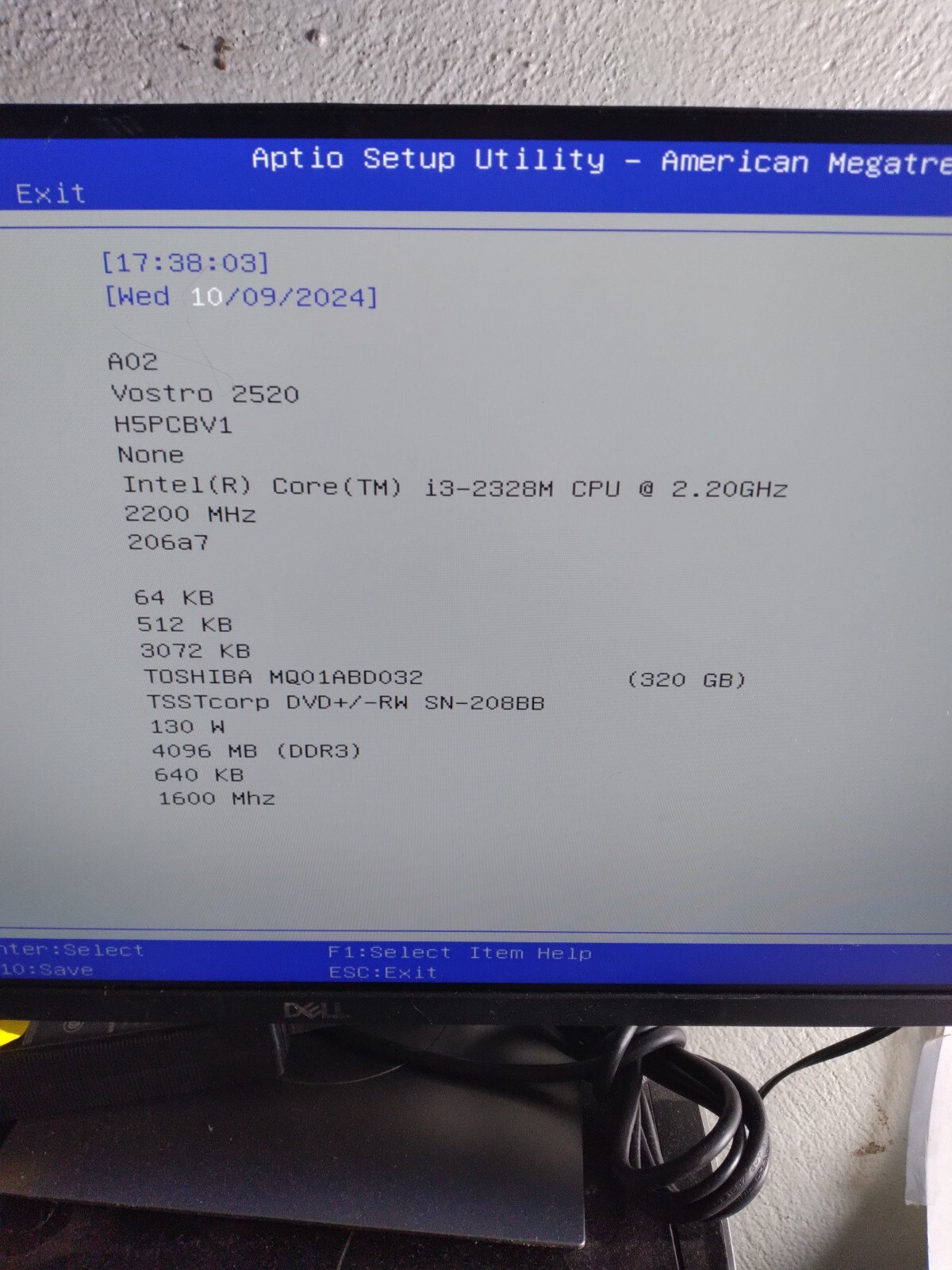 Dell Vostro 2520 w/i3-2328M, 4GB RAM, 320GB HDD, 15″ Laptop for Part/Repair
