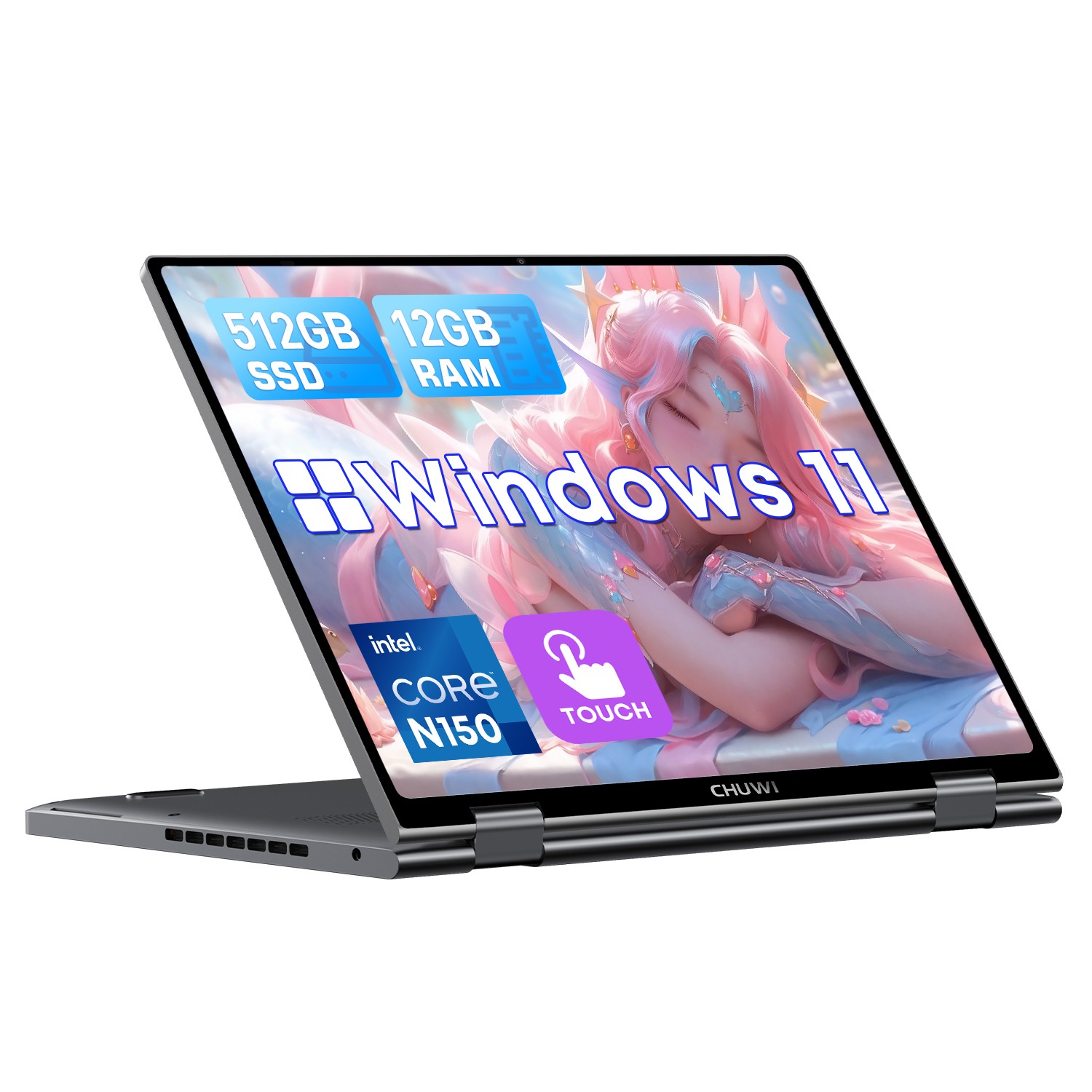 CHUWI MiniBook X 2-in-1: 10.5″ FHD Touchscreen 16GB/512GB Intel N150 Windows 11