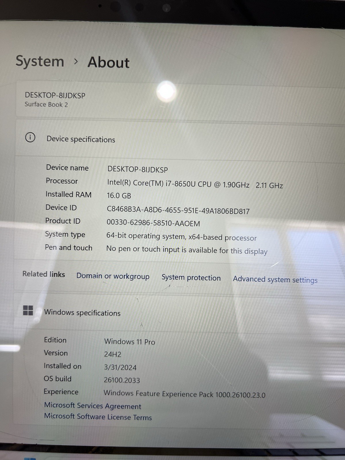 Microsoft Surface Book 2 I7-8650u 16gb RAM 512gb SSD