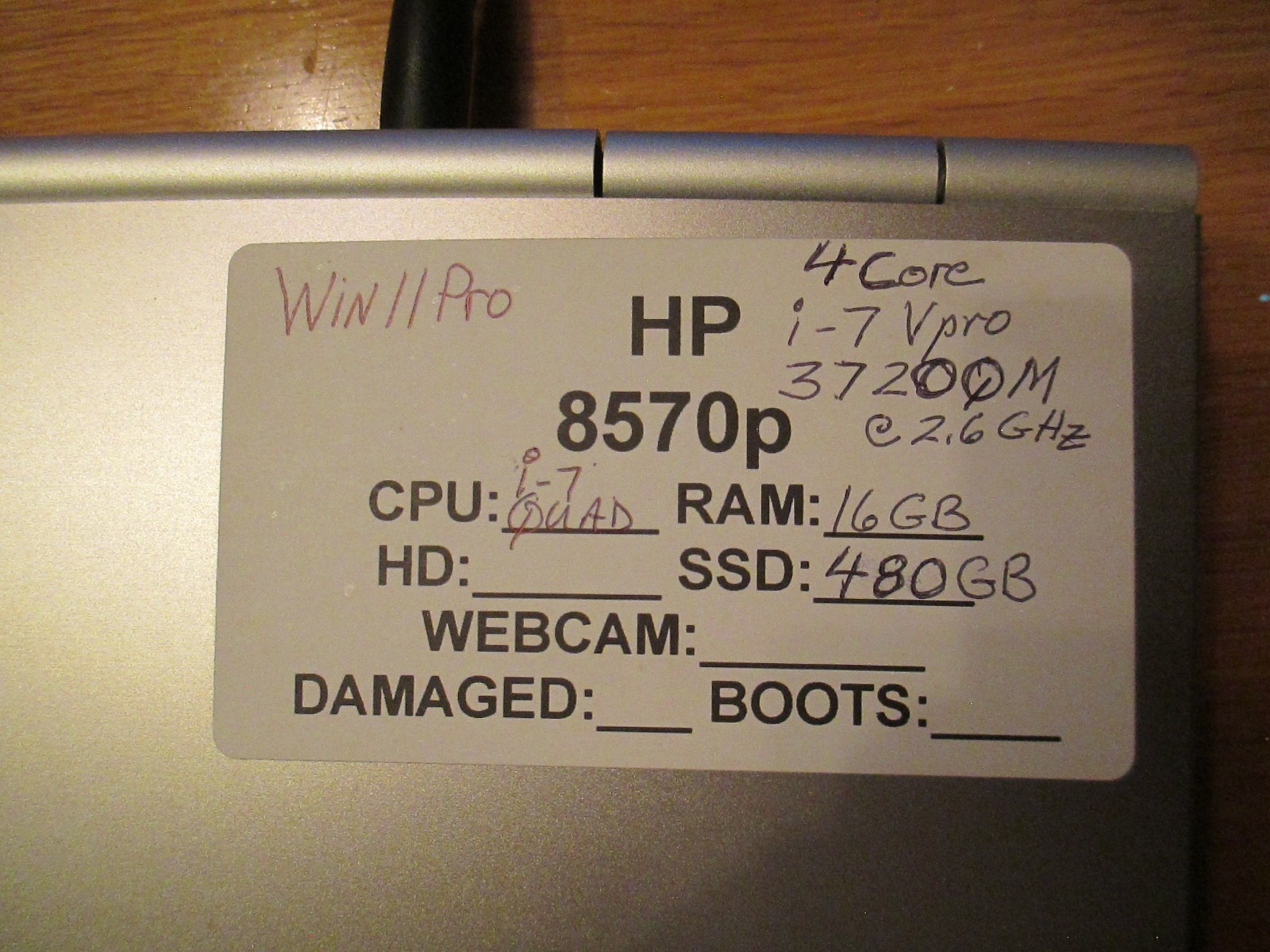 HP Elitebook 8570p i7 Quad Core/16GB/480GB SSD/Win 11 Pro(Activated) WORKS GREAT