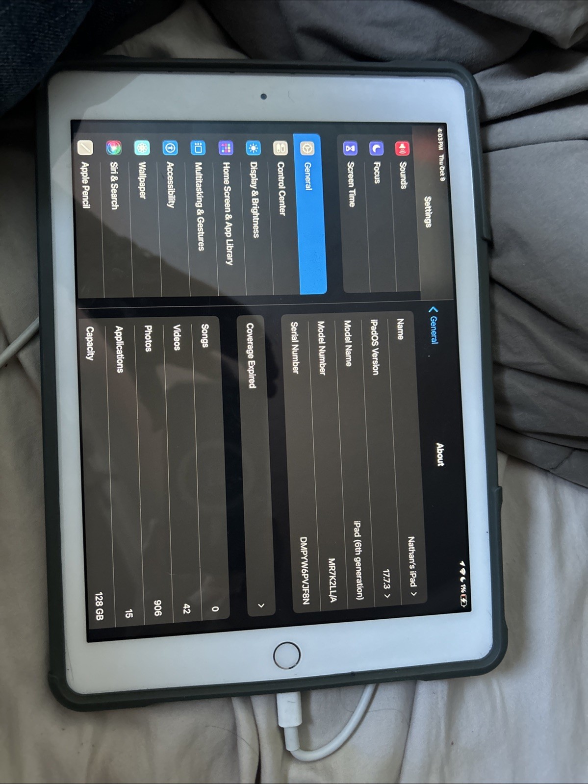 Apple IPad 6th Gen MR6R22LL/A A1954 IOS 15.1 128GB 9.7 ” GRADE A