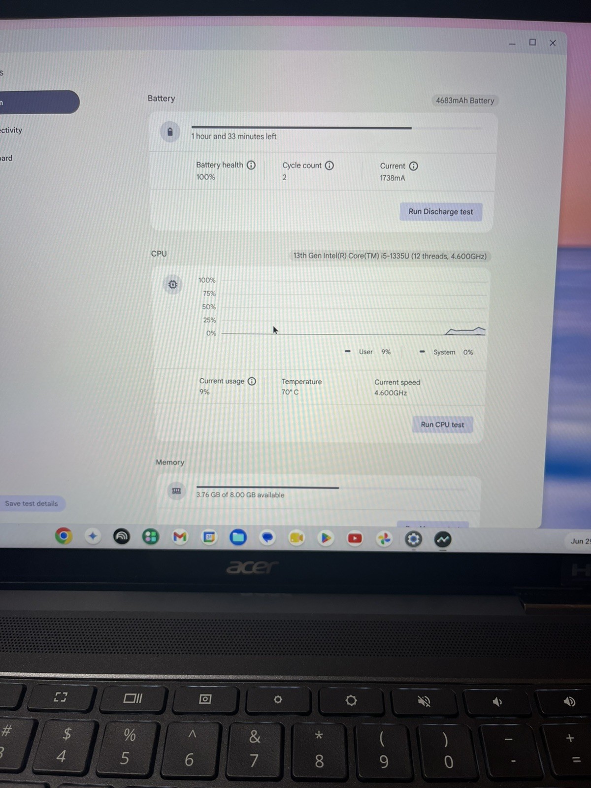 Acer Chromebook Spin 714 i5-1335U 8GB RAM 256GB SSD Chrome OS w/ ac adpater
