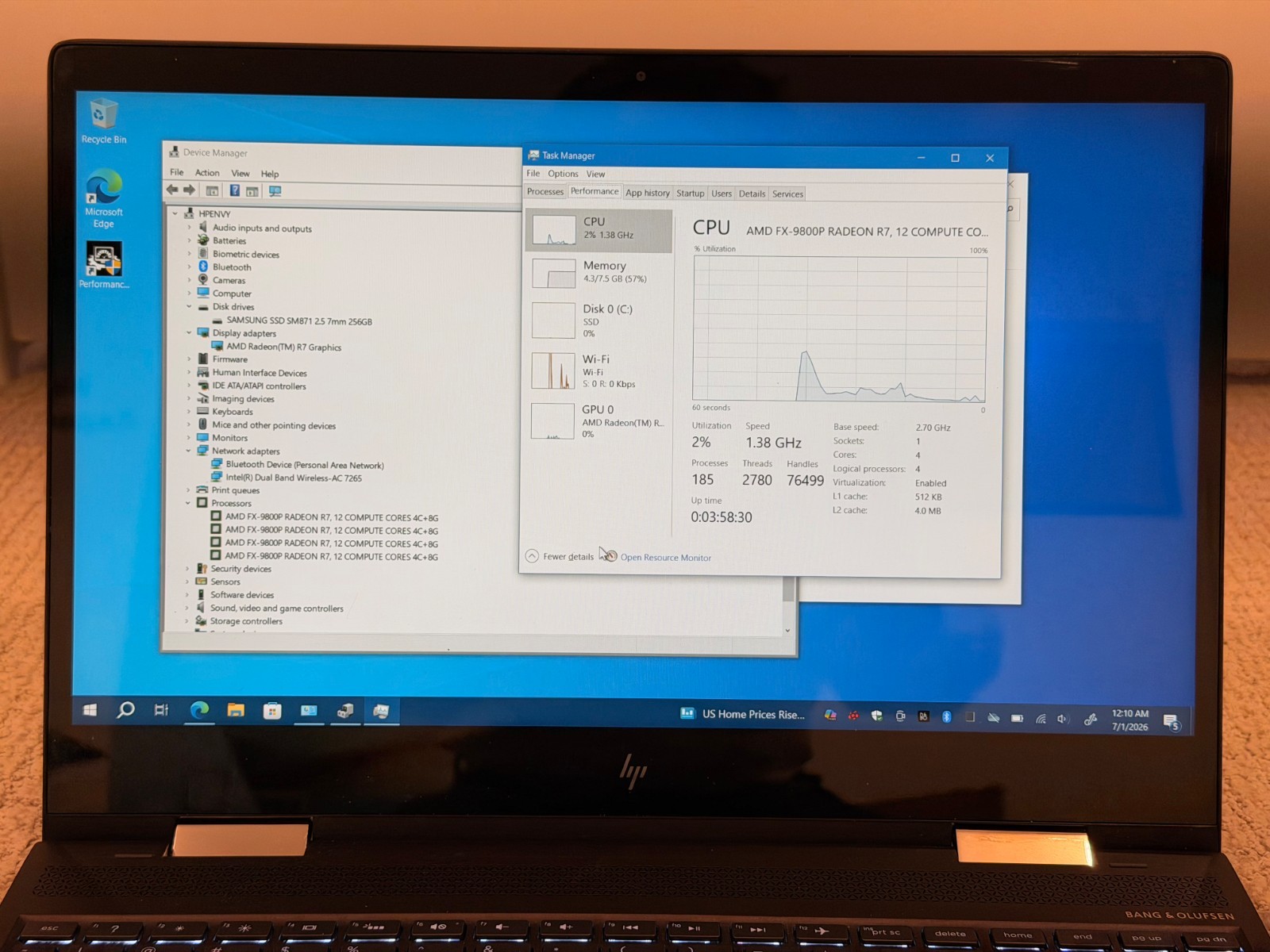 HP ENVY x360 m Convertible 15m-bq021dx AMD 9800P 8Gb 256Gb SSD Win10 IPS Touch
