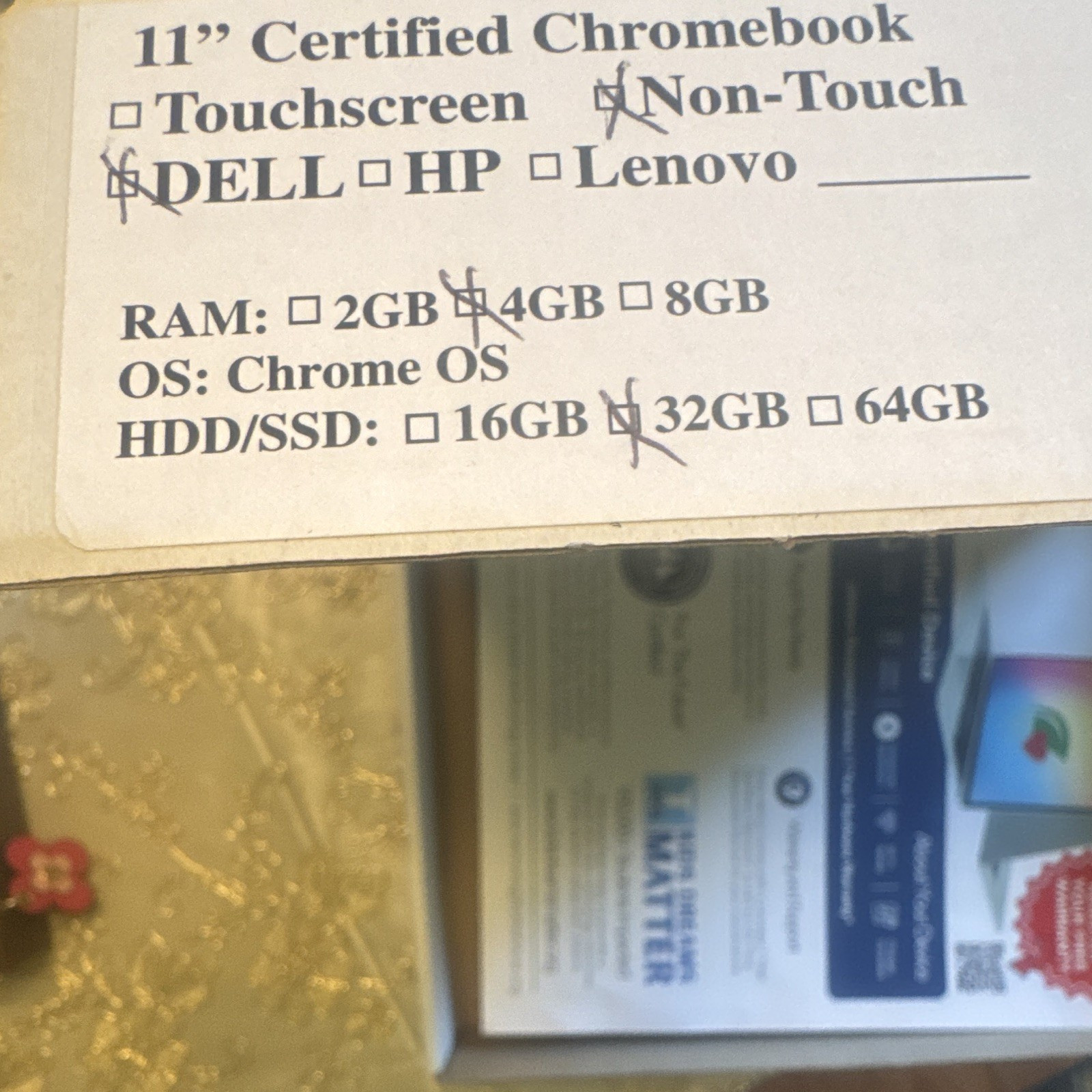 Dell Chromebook 3100 11in Non-Touch Celeron 4GB 32GB eMMC ChromeOS Charger