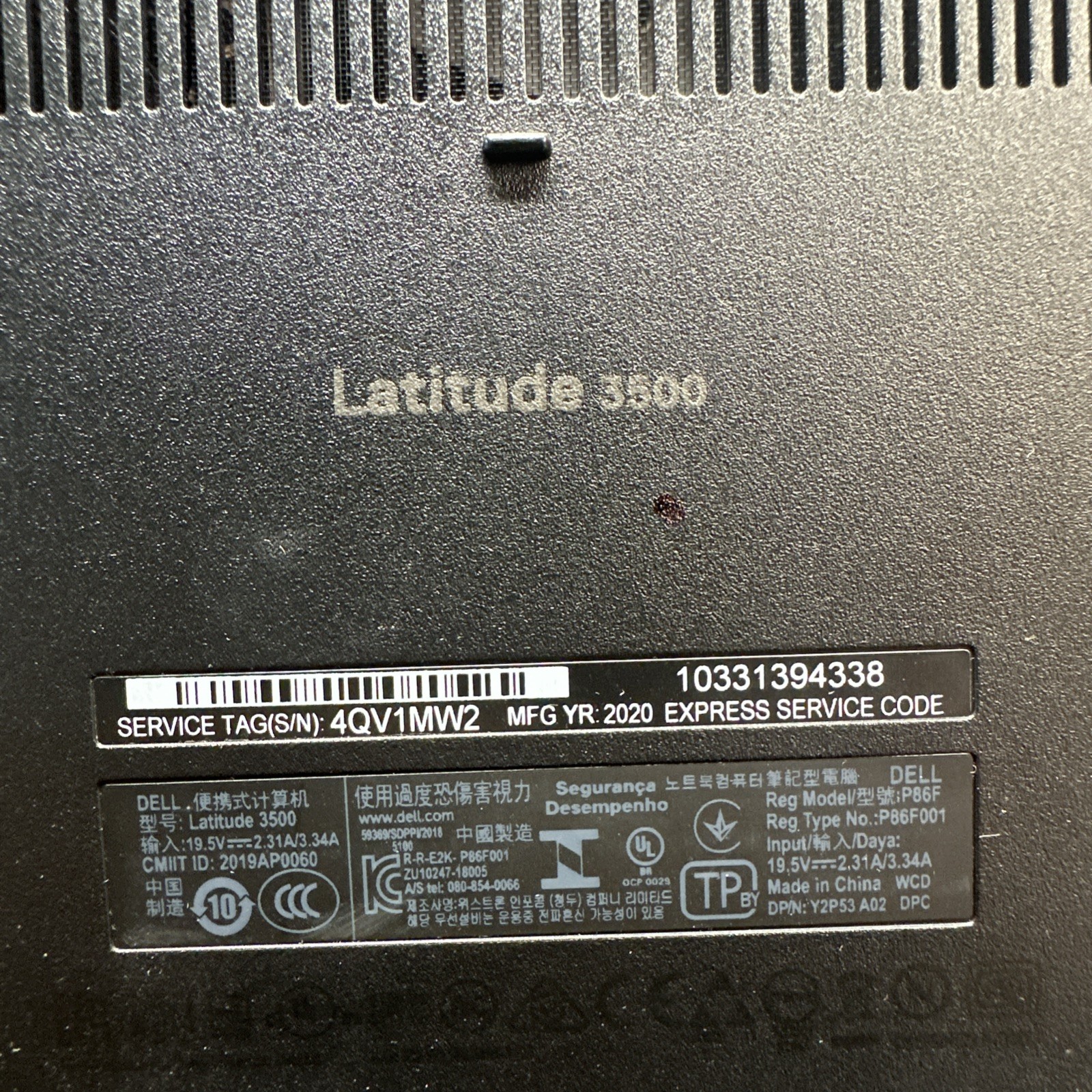 Dell Latitude 3500 Tested LCD Screen w/ Chassis & Battery – No Motherboard