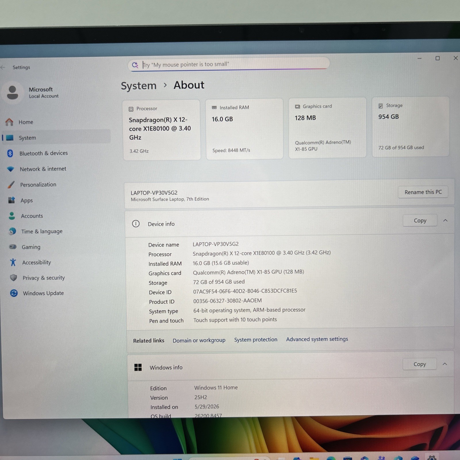 Microsoft Surface 7th Edition 15″ Snapdragon X 3.4GHz 16GB 1TB SSD Win 11 (2037)