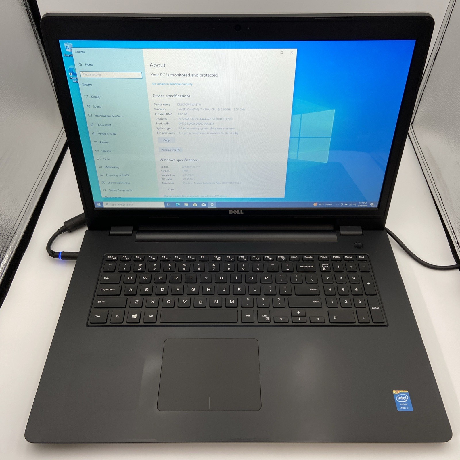 Dell Inspiron 17 5748 Intel i7-4510U @ 2GHz 8GB RAM 1TB HDD W10P