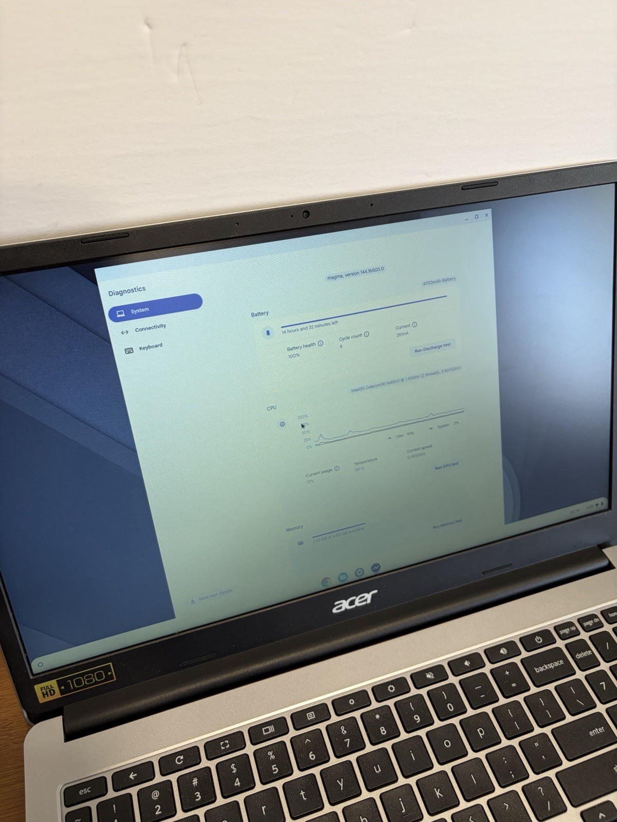 Acer Chromebook 315 CB315-4H 15.6″ Celeron N4500 1.1GHz 4GB RAM W/ Charger