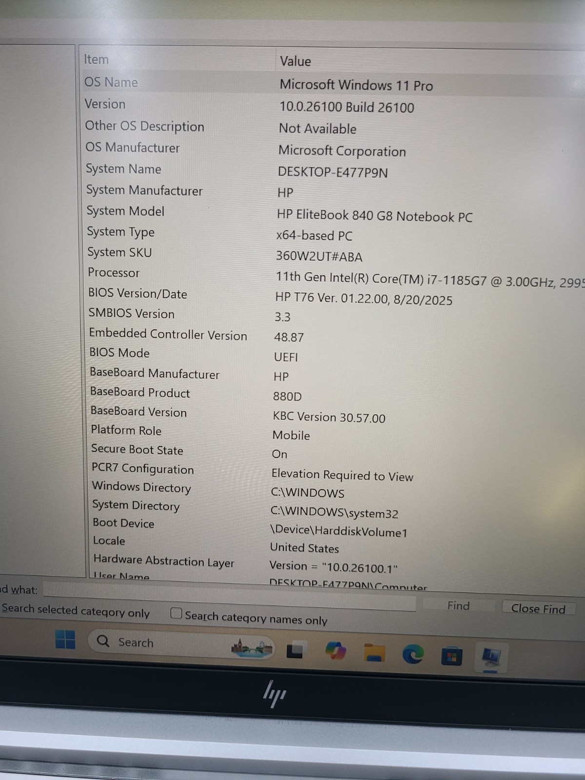 HP EliteBook 840 G8 i7-1185G7 3.00GHz 16GB Ram 256GB SSD Win 11 PRO