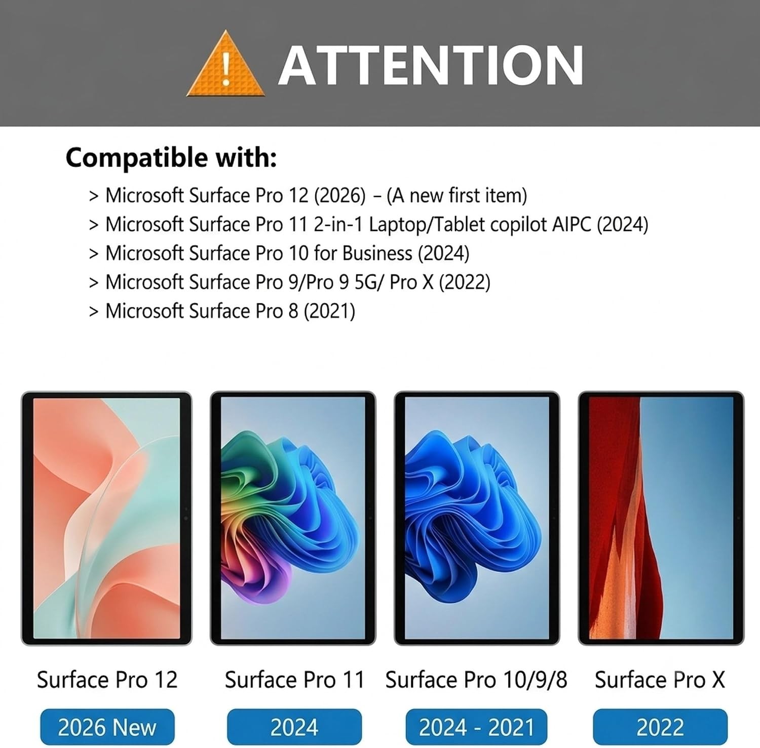 Megoo ArmorShield Tempered Glass Screen Protector for Surface Pro 11-12, 2 Pack