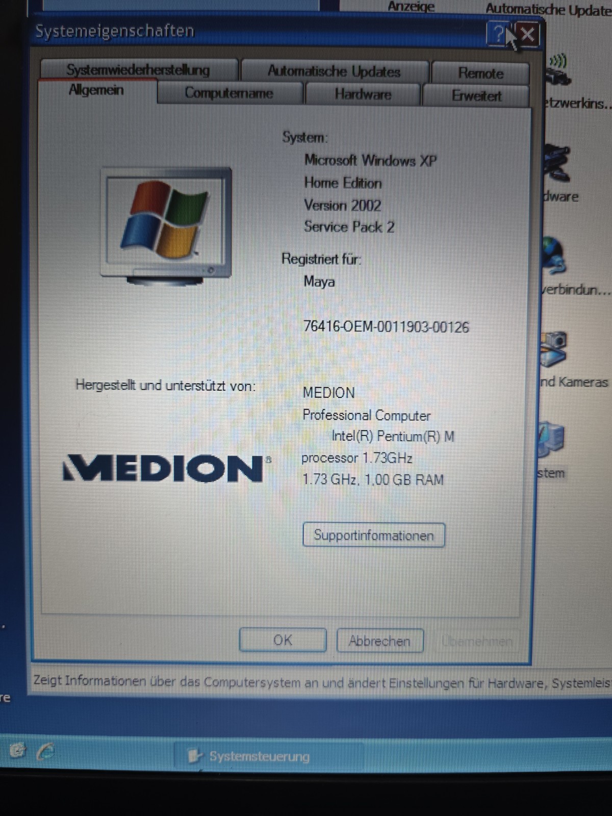 Retro Medion MD95800 Pentium M 1.73GHz ATI X700 XL Windows XP DVI