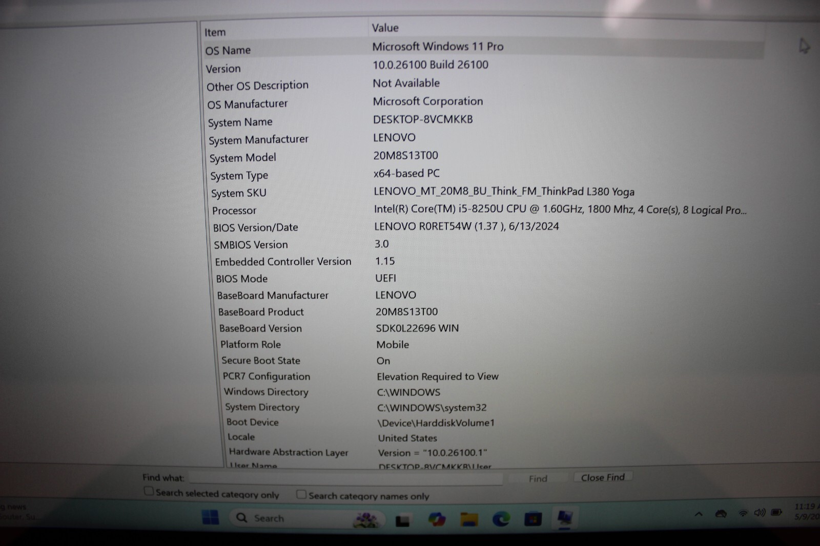 Lenovo Thinkpad L380 Yoga I5-8250U 256GB M.2 16GB DDR4 Win11Pro*See Descript