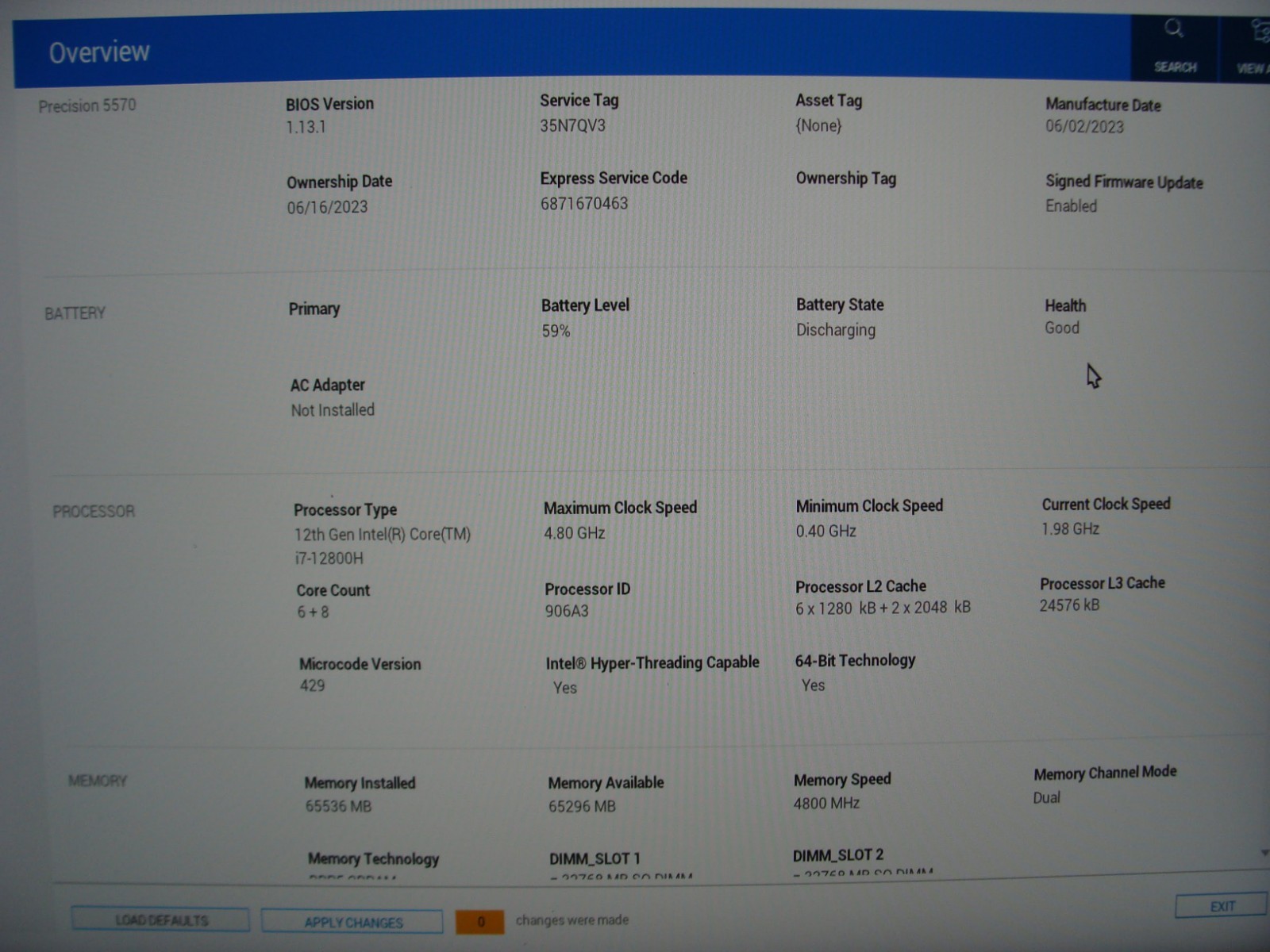 Dell Precision 5570 15.6″FHD+ core i7-12800H 2.4GHz 64Gb 512GB RTX A1000 Win11P