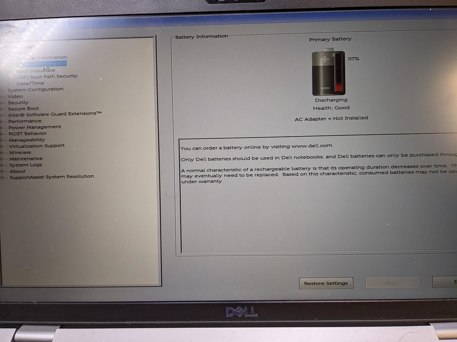 DELL LATITUDE 5511 i7-10850H @ 2.70 GHz, 8GB RAM, NO HDD/OS