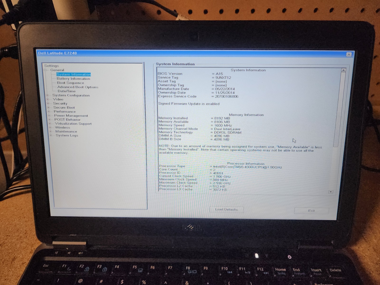 Dell Latitude E7240 i5-4300U 1.9GHz 8GB RAM No HDD/OS See Desc