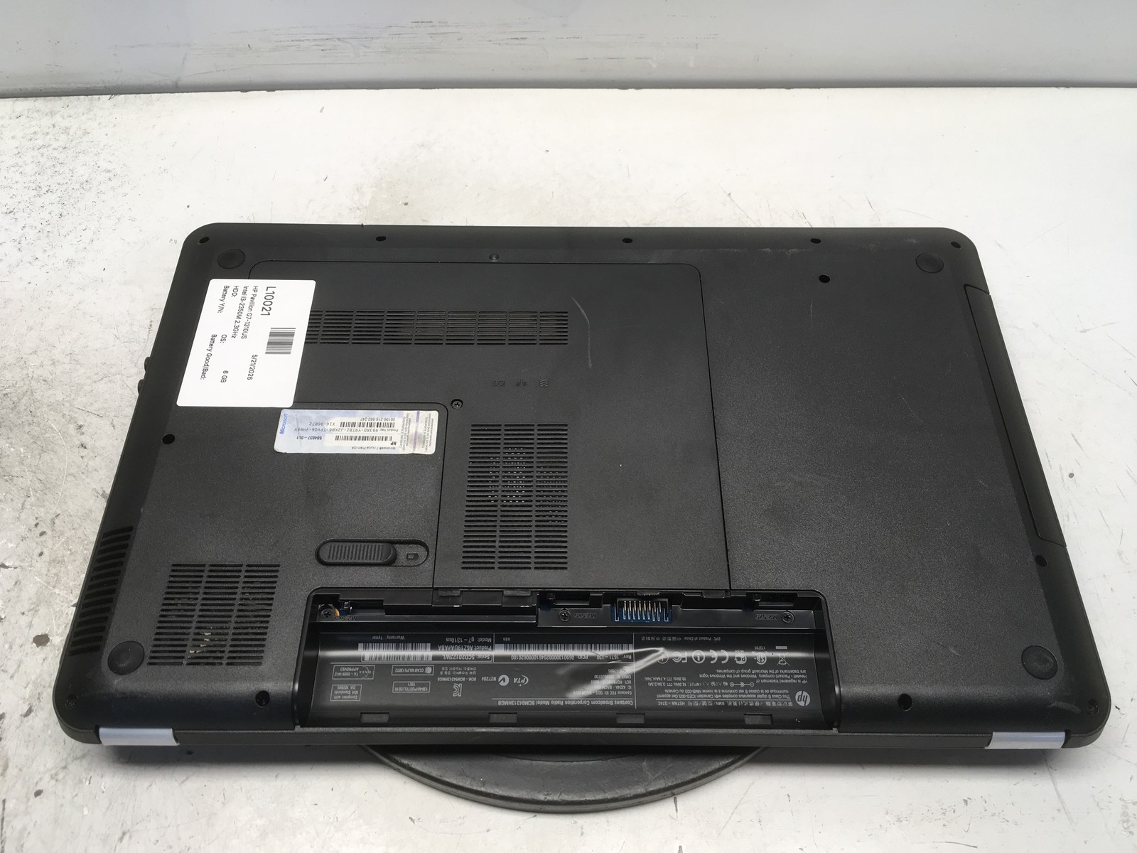 HP Pavilion G7-1310US Intel i3-2350M 2.3GHz 6 GB NO HDD No Batt