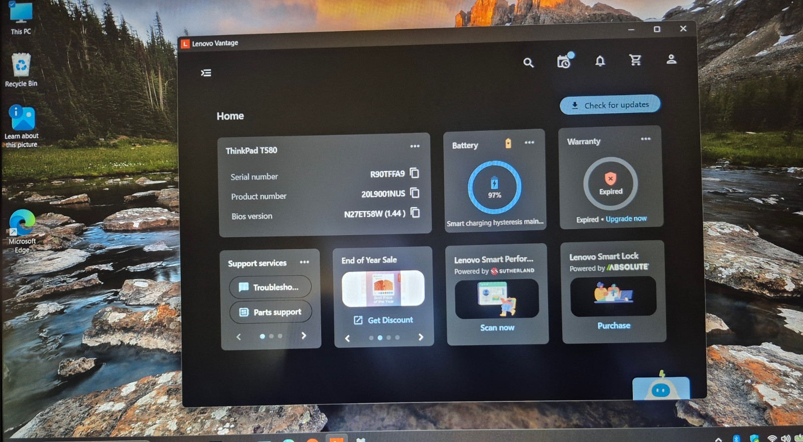 LENOVO THINKPAD T580 LAPTOP i5-8250U 12GB RAM 256GB SSD WIN 11+ OFFICE PRO 2024